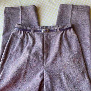 Vintage Tweed Trousers with Purple Belt
